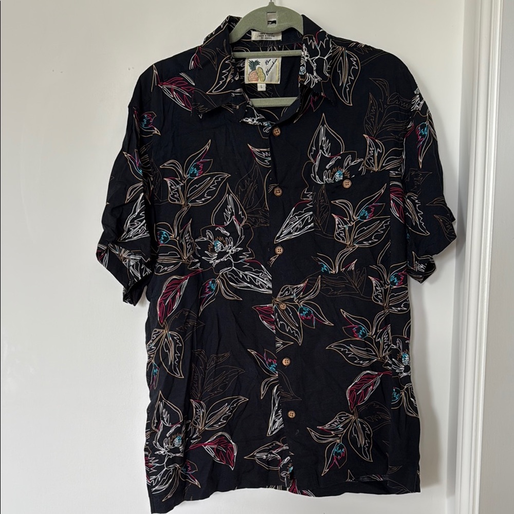 Ron Chereskin Floral Black Shirt